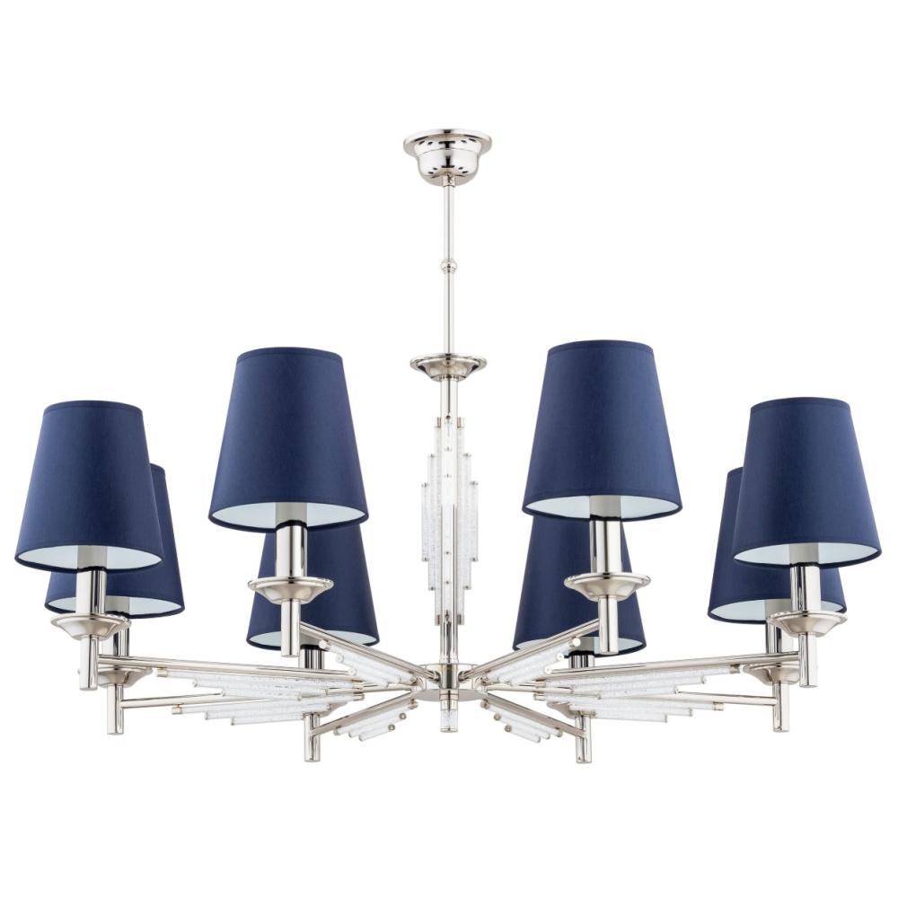 luxus klasszikus elegans fenyes krom csillar lampa textil feher ernyo swarovski kristaly haloszoba nappali villa kastely vilagitas.jpg